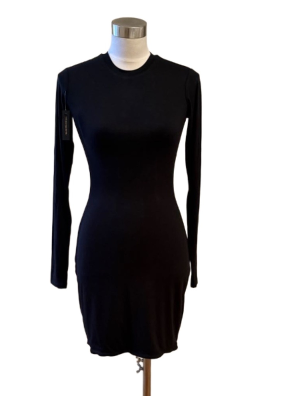 NWT Nordstrom AFRM black double jersey knit long sleeve bodycon sheath S M